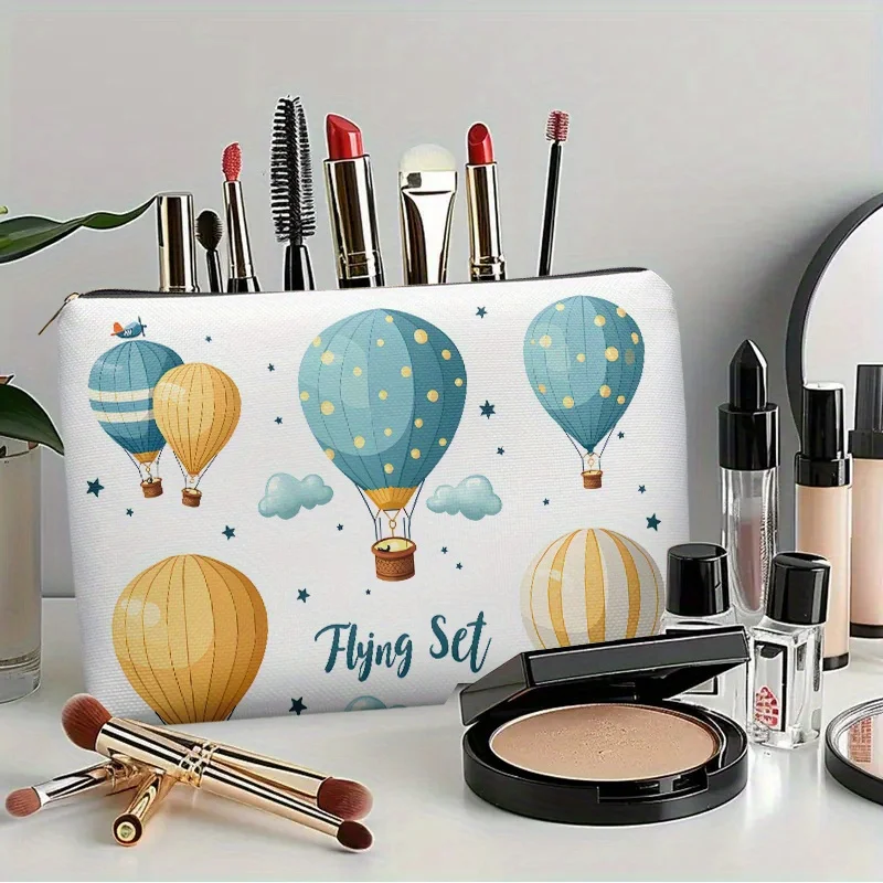 熱気球の化粧品バッグ - 多機能ジッパーポーチ、ジュエリー収納バッグ、旅行に最適なジッパー付き小型収納バッグ。