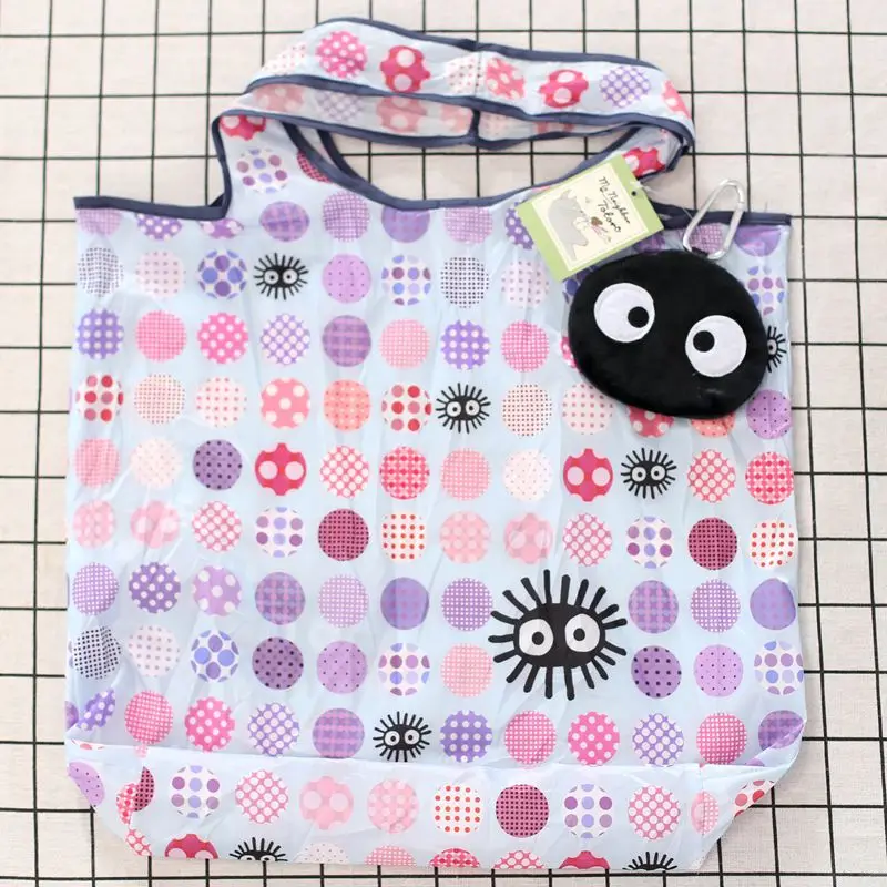 애니메이션 만화 접이식 쇼핑백 두꺼운 나일론 대형 토트 재사용 가능한 폴리 에스터 휴대용 어깨 여성용 핸드백 접이식 주머니