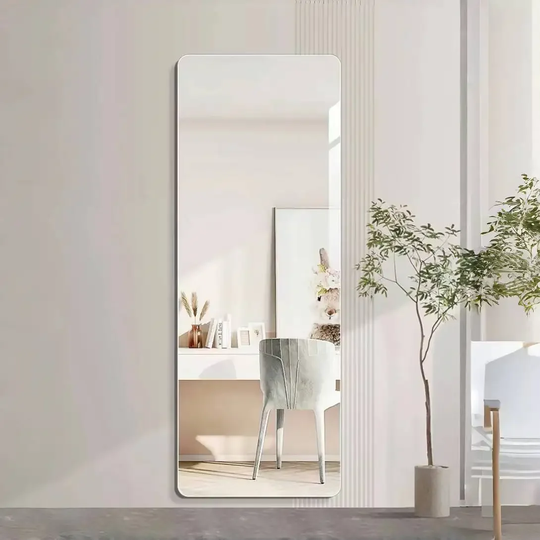 Rustic Sturdy Build Wall Mirror Heavy Duty Quick Setup Mobile with Casters Reinforced Frame Corrosion Resistant