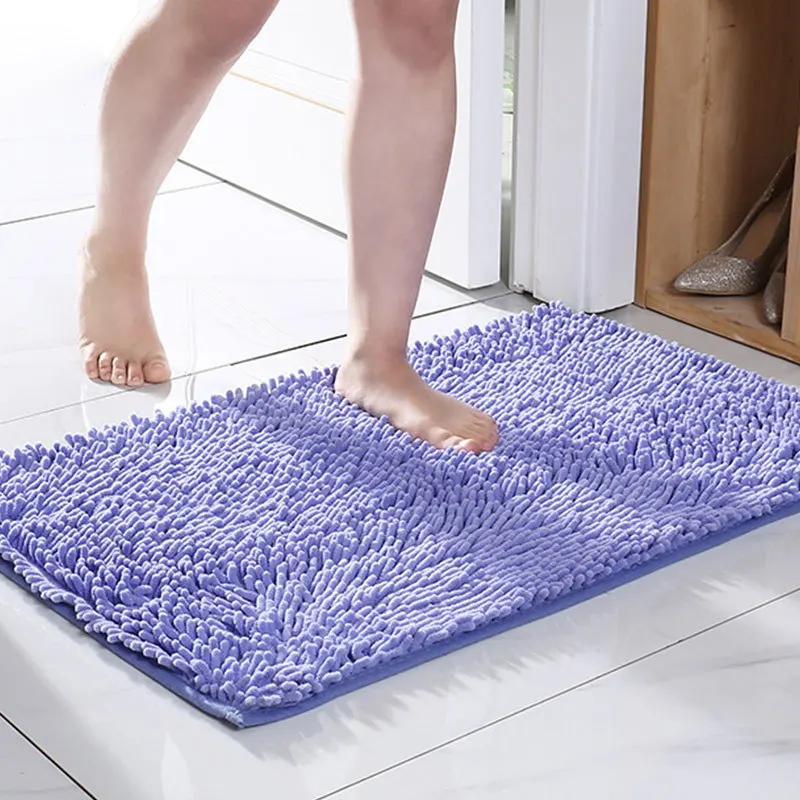 Chenille Soft Plush Bath Mat Super Absorbent Washable Non Slip Bathroom Comfortable Carpet for Shower Toilet Doormat Floor Rugs