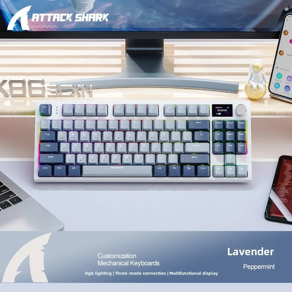 

Attack Shark K86 Korean Keyboard Tri-mode Hot-swappable Customized Mechanical Wireless Bluetooth 75% Layout Gaming Ergonomic RGB