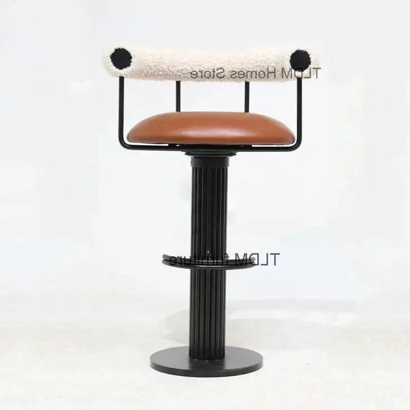 

Регулируемый стальной вращающийся стул класса люкс, барный стул для кухни, современный стул для барной стойки с подлокотниками, стул для кассира, косметический стул из нержавеющей стали