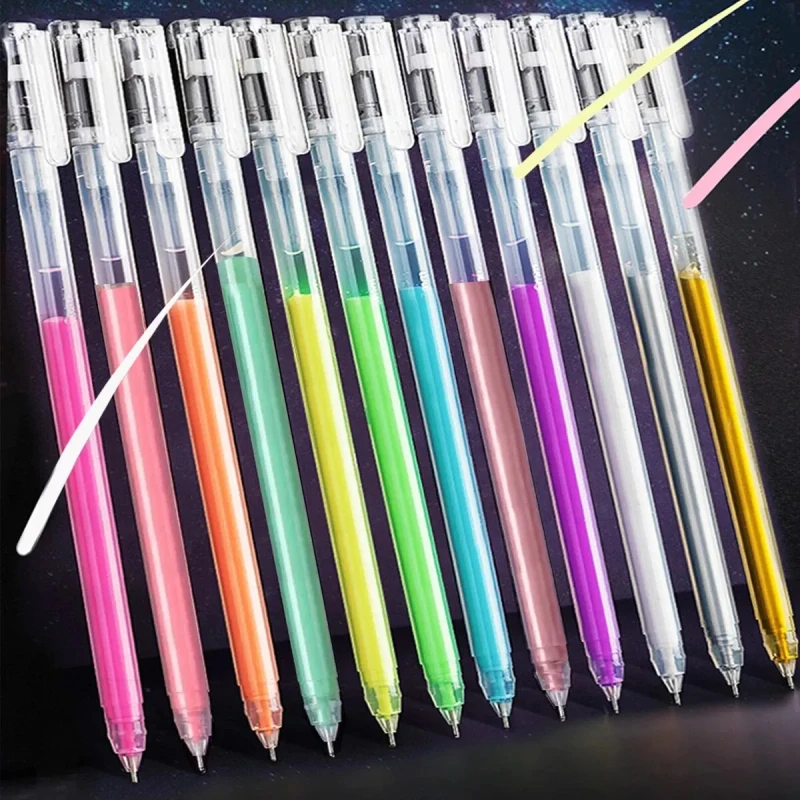 36Pcs Color Large Capacity Needle Highlighter Fine Tip 0.5mm Gel Pen Drawing DIY Black Cardstock Drawing Marking Diary Doodling