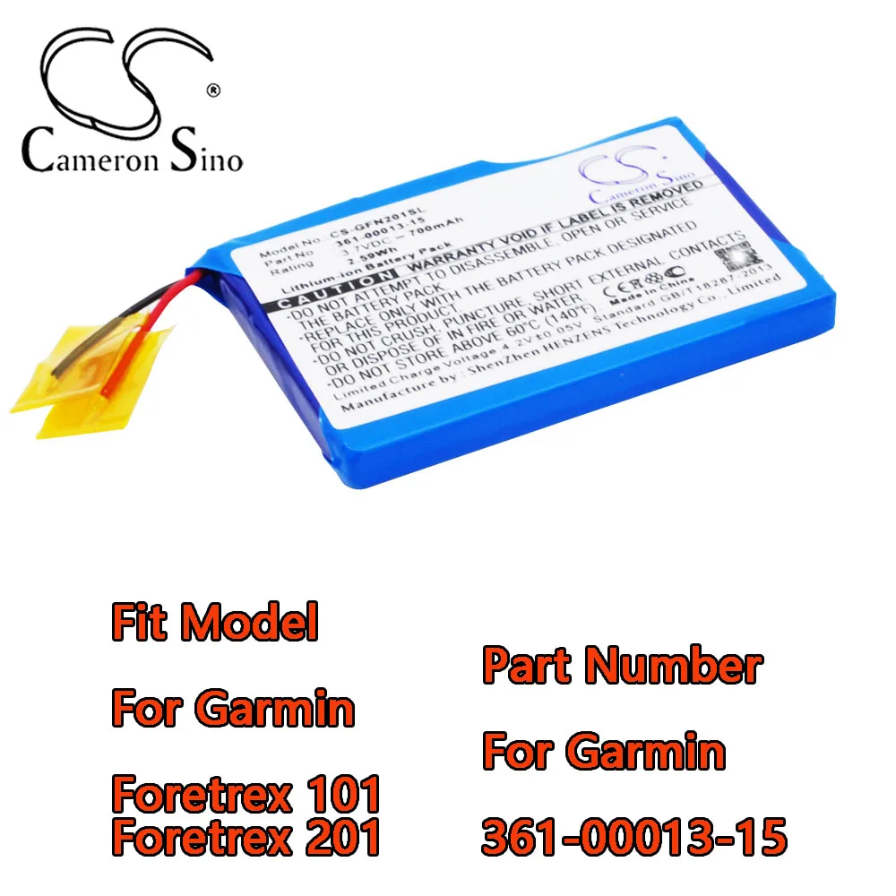 

Cameron Sino 700mAh GPS, Navigator Battery For Garmin Foretrex 101 Foretrex 201 Part Number For Garmin 361-00013-15