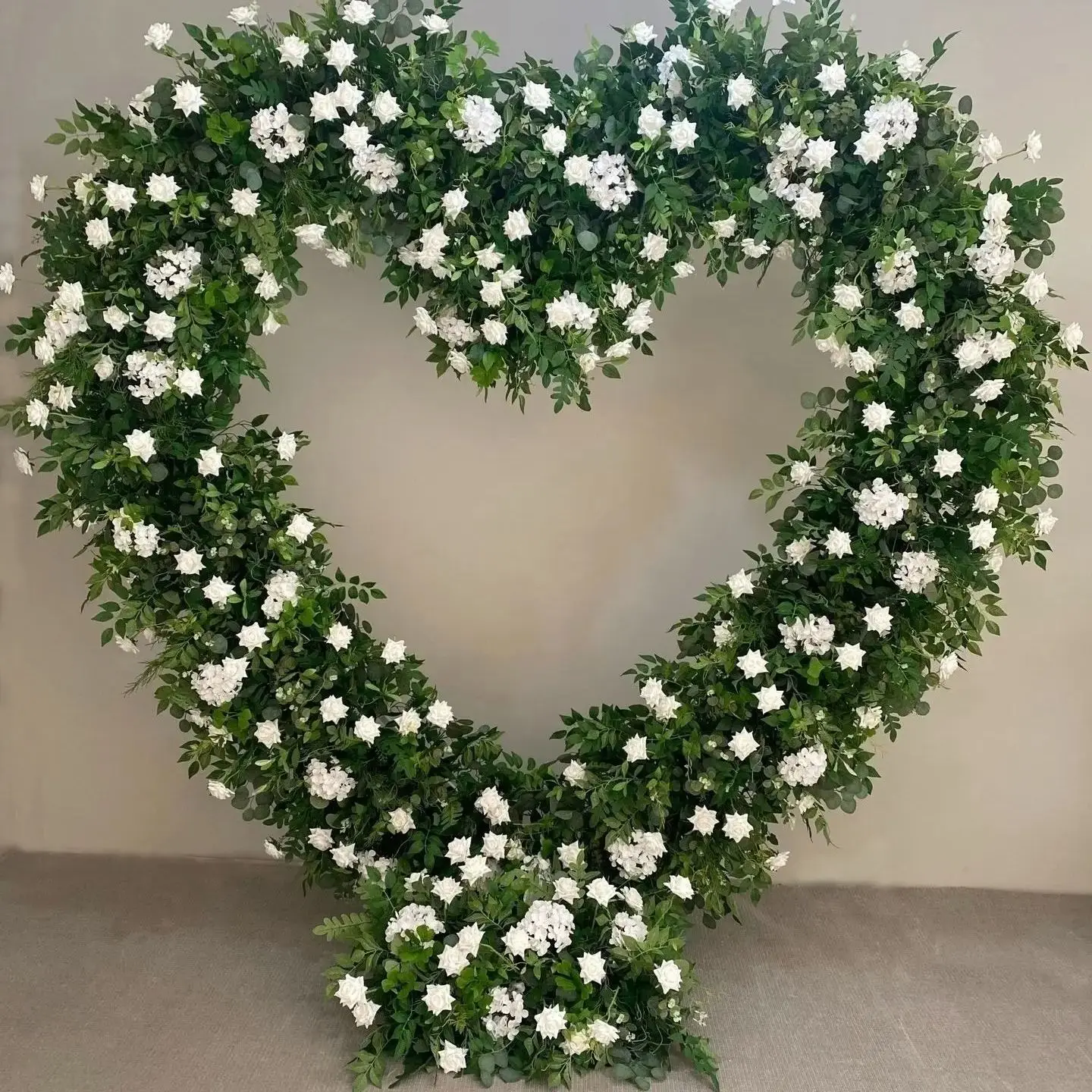 

2.4-meter green plant rose heart-shaped frame floral wedding stage background decoration simulation rose arch flower arrangement