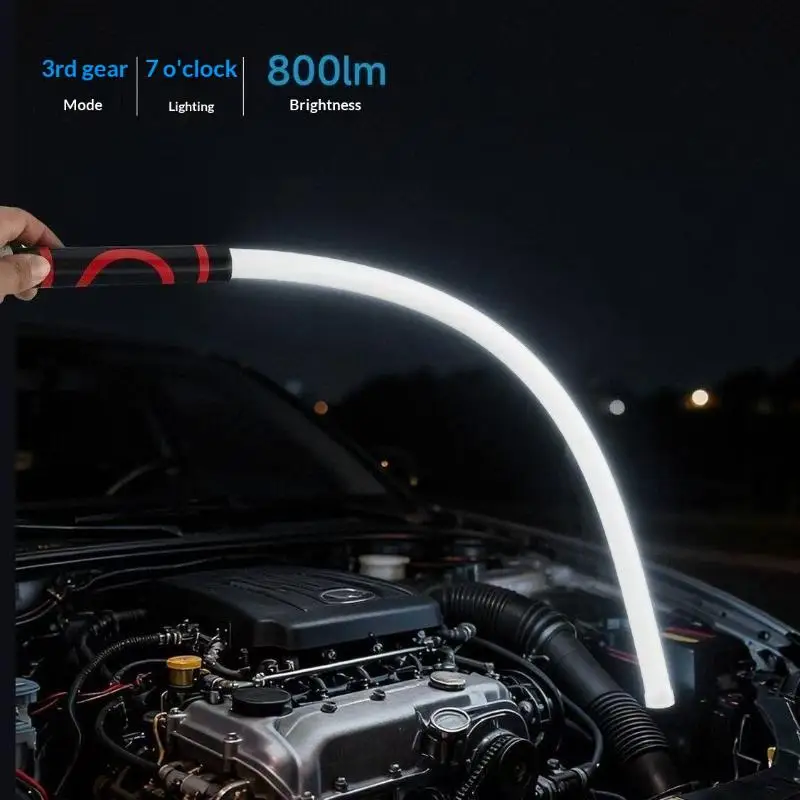 1 Set 76cm Flexible LED Flashlight Stick Bendable LED Light Flashlight Stick Rechargeable Work Light With 3 Brightness