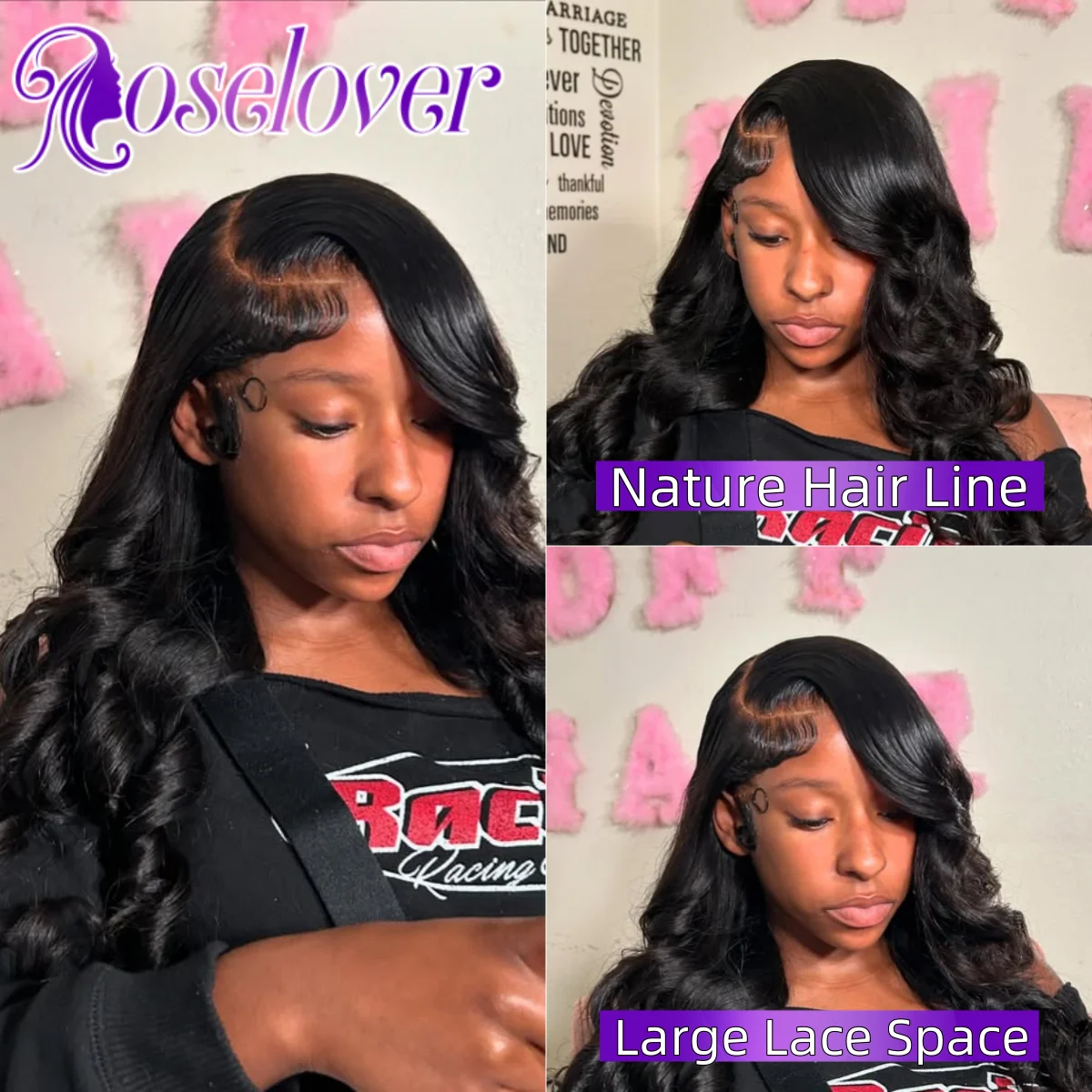 ROSELOVER 34Inch 9x6 Invisible Real HD Lace Closure Wig Glueless Wear to Go Body Wave Virgin Hair 250% Density for Black Woman