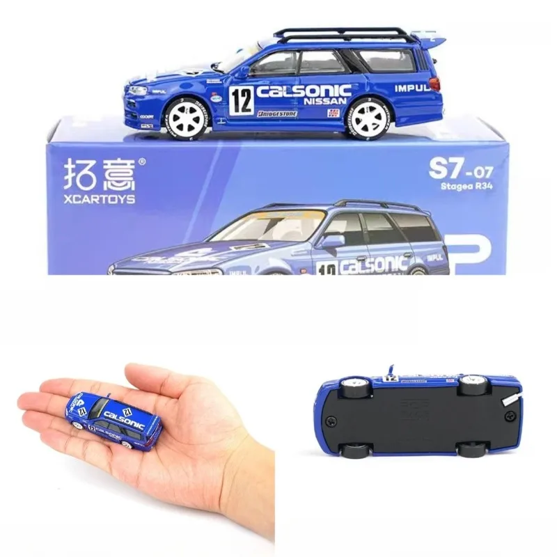 XCARTOYS 1:64 Nissan GTR34 Jar-Calsonic Simulated Alloy Car Model Ornament for Boys' Collection, Metal Car
