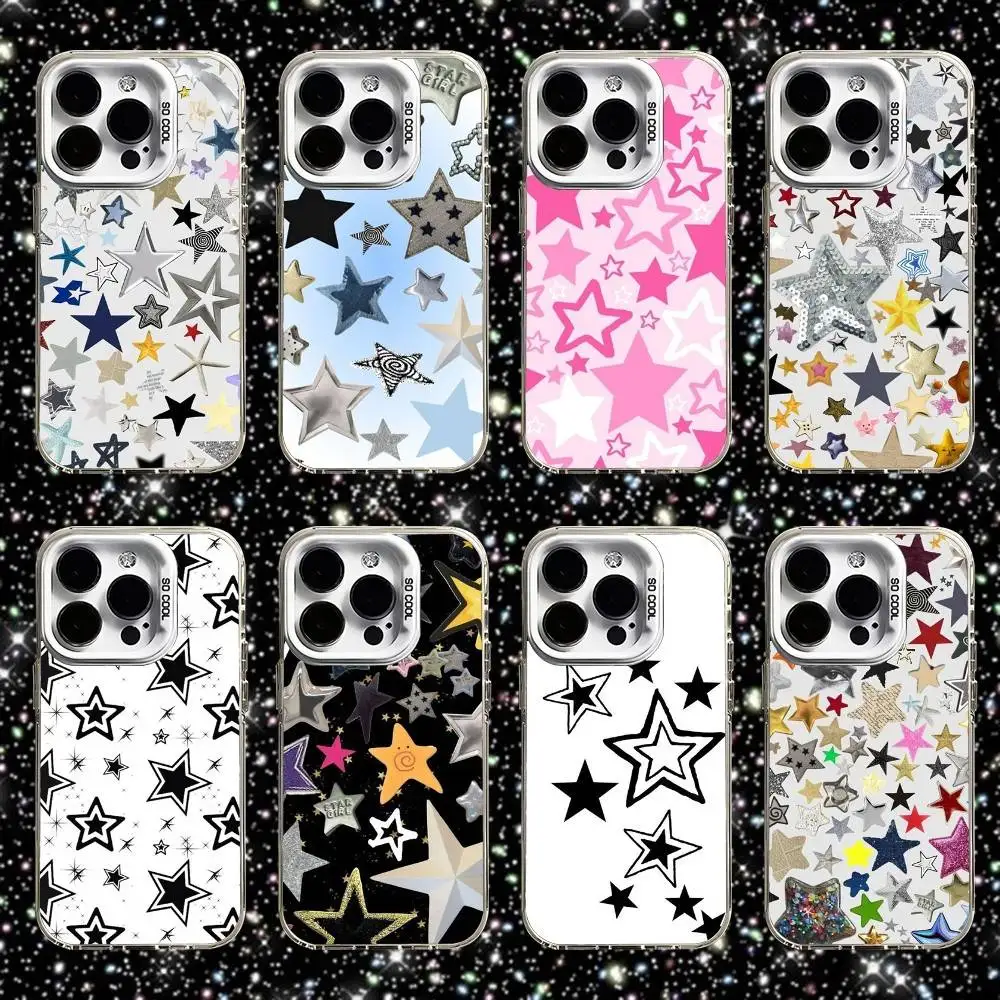 

Y2k Star Phone Case For iPhone 16,15,14,13,12,11,Pro,XS,Max,Plus,Mini,SE White Candy Matte Shockproof Cover