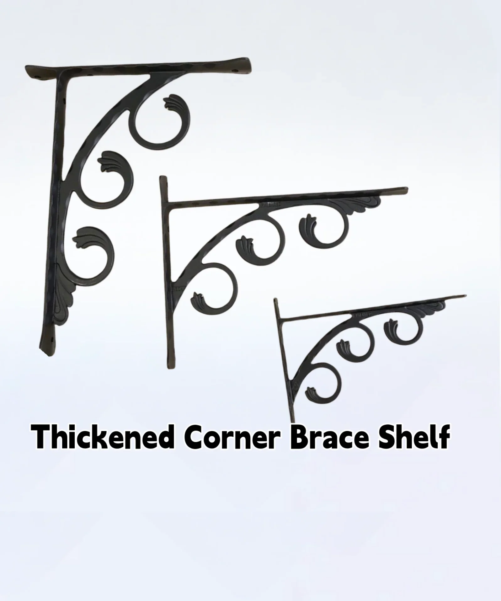 2pcs Black/White Aluminum Shelf Bracket L Shape Thickened Corner Brace Shelf Right Angle Bracket for Commodity Furniture