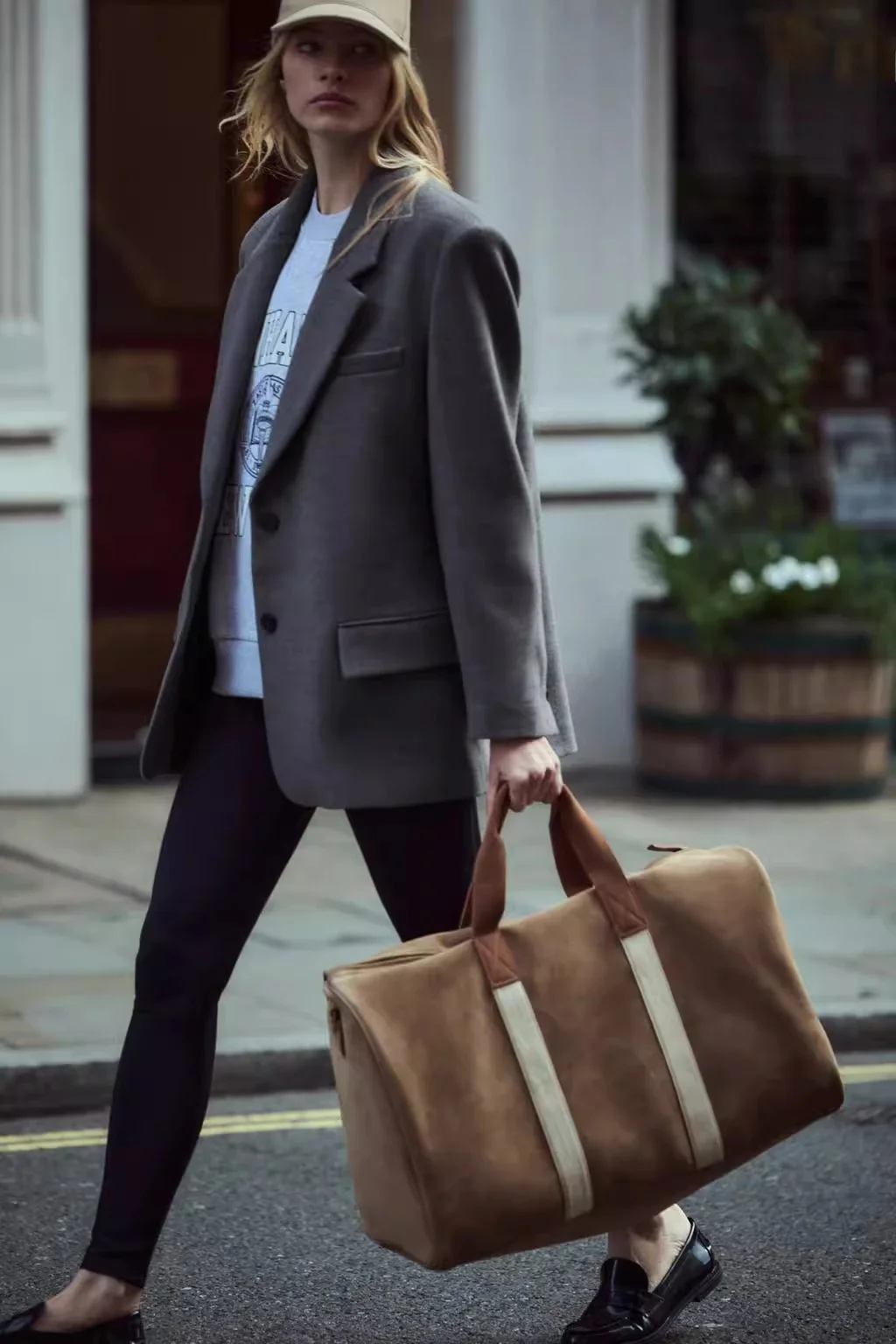 Wiosna Nowy Komplet Garniturowy Jaet Casual Dojazdy do Pracy Moda Luźny Poduszka na Ramiona Proste Legginsy Odzież Wierzchnia Długi Sweter Biznesowa Kobieta