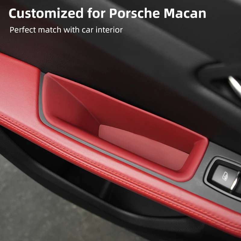 For Porsche Macan 2014-2024 Car Organizer Door Handle Storage Box Front Rear Door Armrest Protector Key Phone Holder Accessories