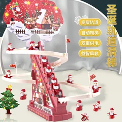 Santa Claus Climbing Stairs Early Education Electric Track Light Music Christmas Halloween Gift Kids Electronic Toys