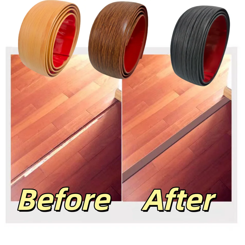 1PC 1m/3meters PVC Wood Floor Transition Strip Edge Closing Strip Self-adhesive Seam Strip Flat Buckle Dge Pressing