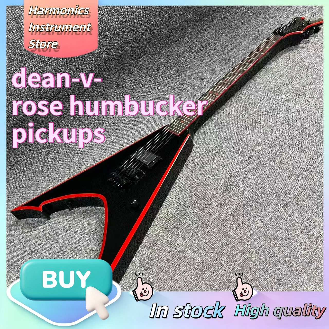 2004 Razorback V Electric Guitar, HH Dime Humbucker Pickups Rose Double‑Locking Tremolo Bridge, Pantera Groove Thrash Metal