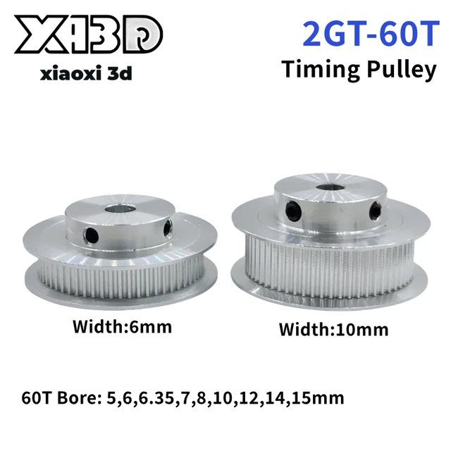 GT2 Timing Pulleys 60T 60Tooth 2GT Wheel Parts Bore 5 6 6.35 8 10 12 14 15mm Aluminium Gear Teeth Width 6/10mm 3D Printers Parts 1
