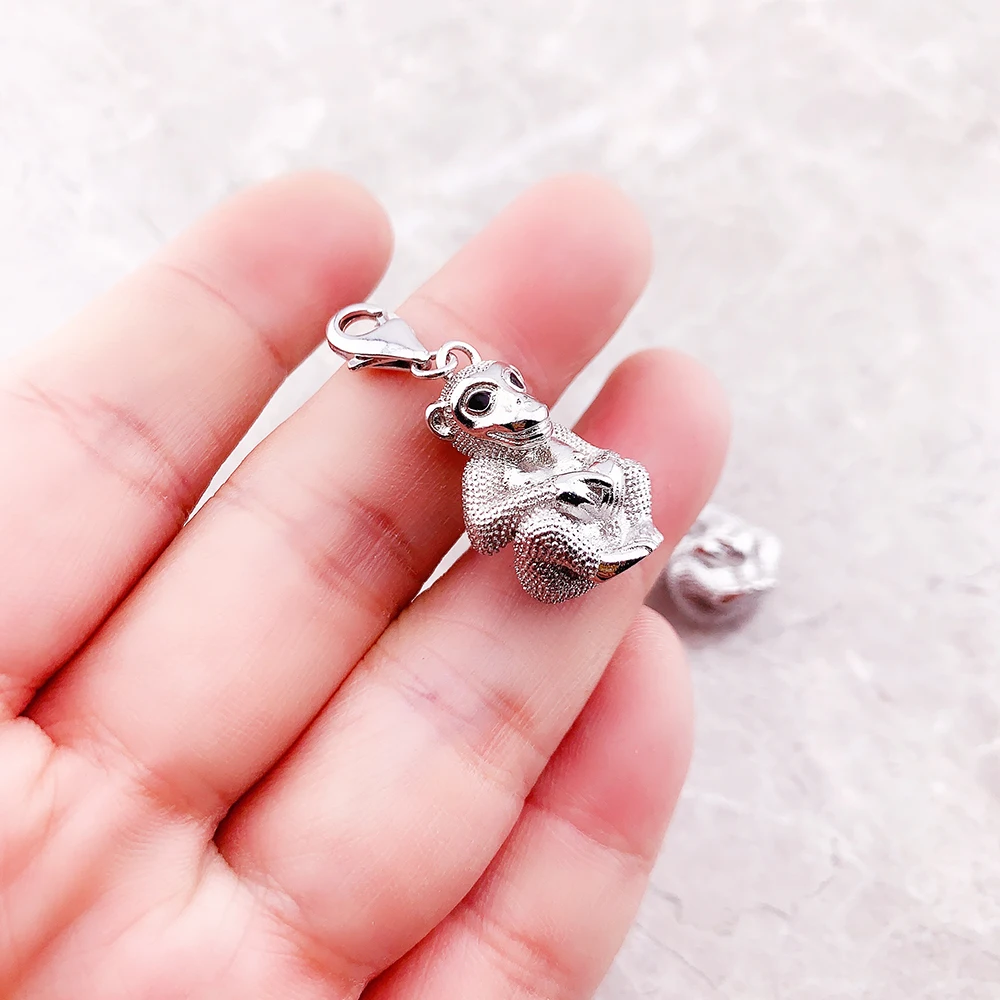 Monkey Charm Pendant Women Men Spring Pure 925 Sterling Silver Cute Jewelry Accessories Party Gift