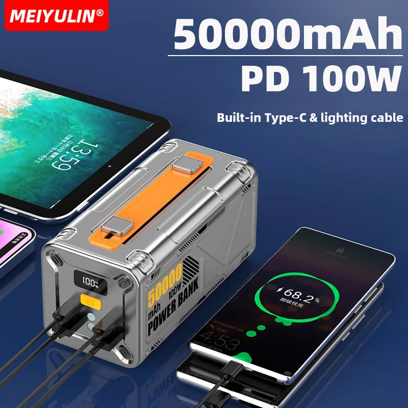 

100W Fast Charging 50000mAh Large Capacity Power Bank portable USB C PD Mobile External Battery For IPhone Xiaomi Samsung Laptop