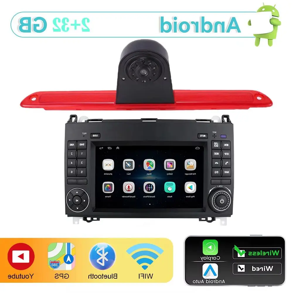 Android car radio with Bluetooth carplay GPS Navigation+HD reverse camera for Mercedes Benz Sprinter W906 VW Crafter Caravelle