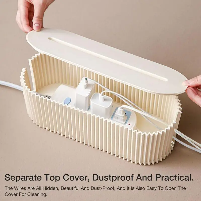 صندوق إدارة الكابلات مع غطاء 33x13.2x11 سنتيمتر أسلاك شرائط الطاقة المنظم مكافحة الغبار مقبس الشاحن شبكة خط صندوق تخزين