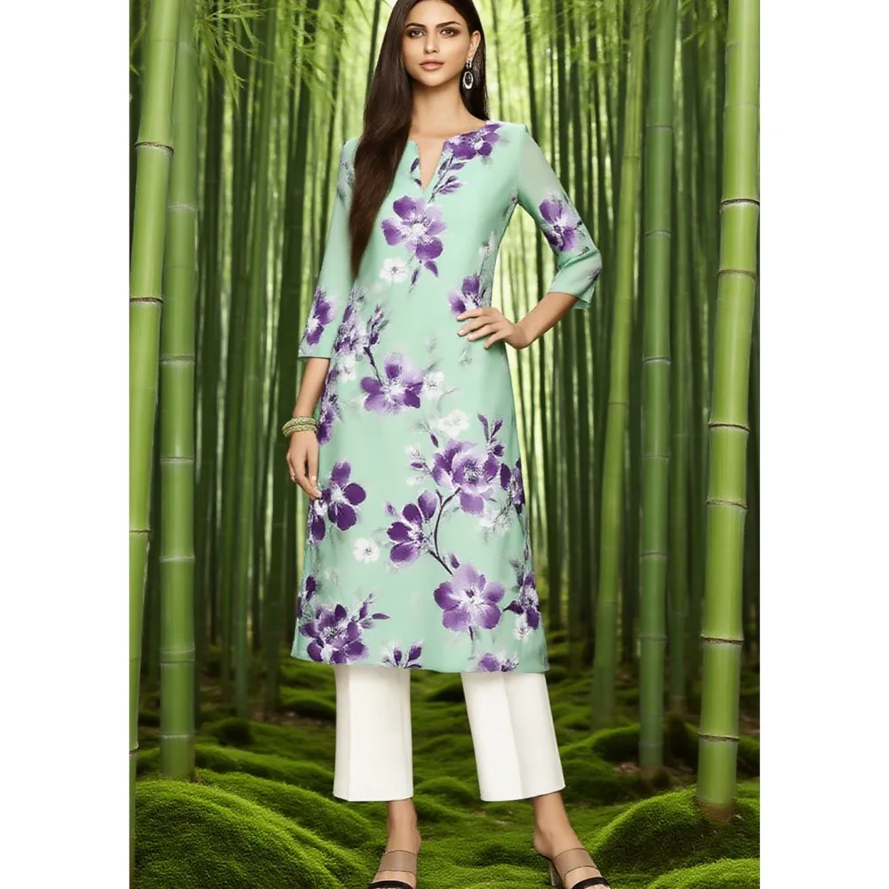 Muslim Dress Kurt Women's Fashionable And Elegant Long Sleeved Straight Tube Casual Flowers Color Pattern Abaya Luxury