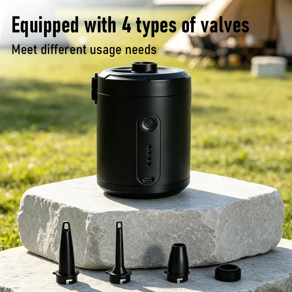 Portable USB Rechargeable Mini Air Pump Inflator Deflator 4 Nozzles Camping Bed Swim Ring Vacuum Bag Outdoor Compressor