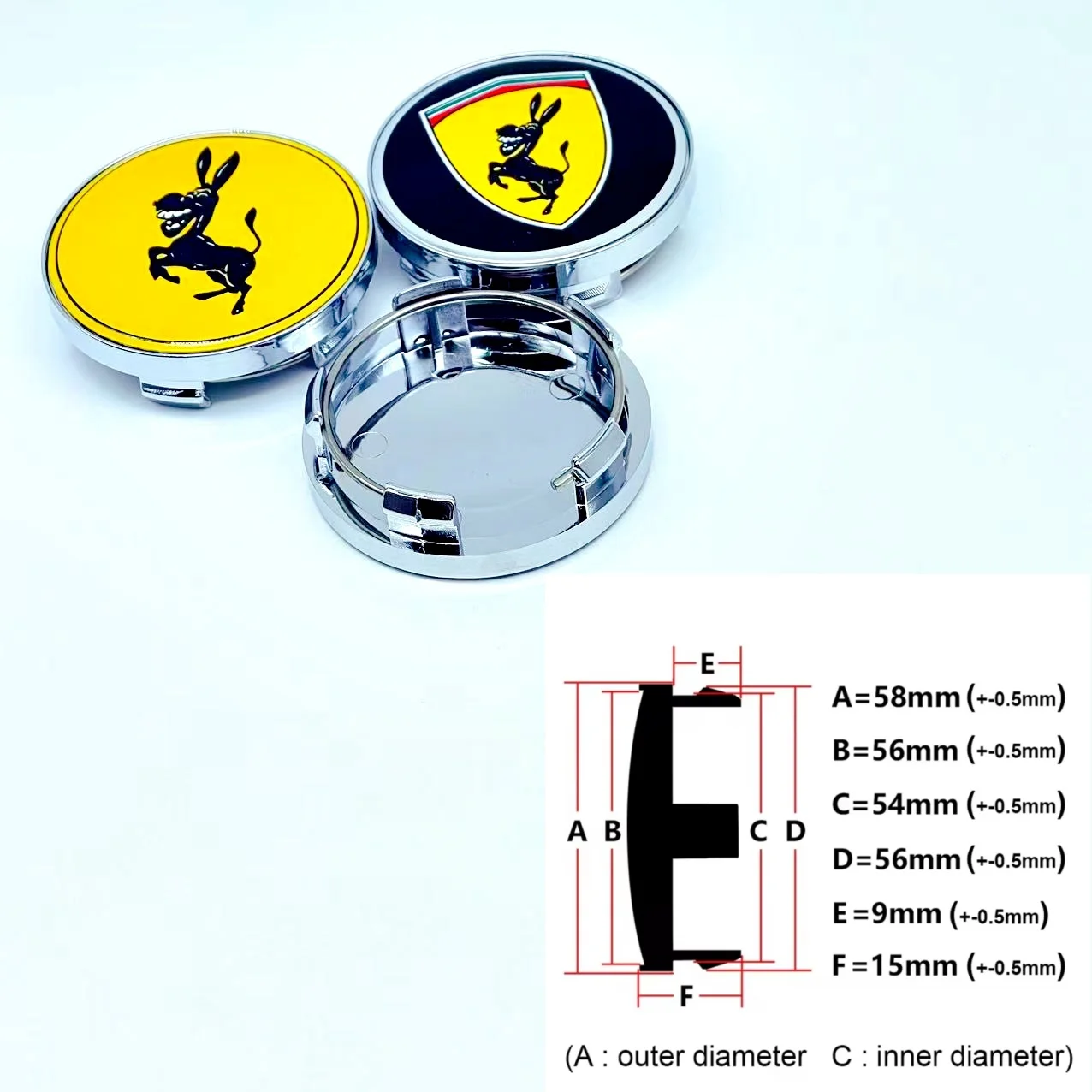 4PCS/lot Donkey Wheel Center Cap 58mm Rim Cover Hub Cap Wheel Cap Donkey Racing Emblem Car Sticker Decals Styling Accessories