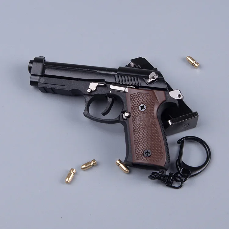 ใหม่1: 3.ของเล่นจี้ห้อยพวงกุญแจรูปปืน M92F อัลลอยด์ขว้างเปลือกหอยไม่สามารถยิงได้