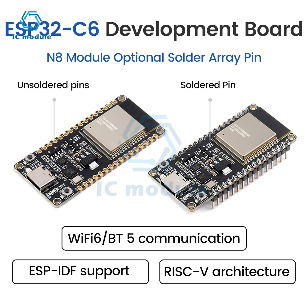 ESP32-C6 WiFi Bluetooth Development Board Onboard ESP32-C6-WROOM-1-N8 Module WiFi6 RISC-V Development Board