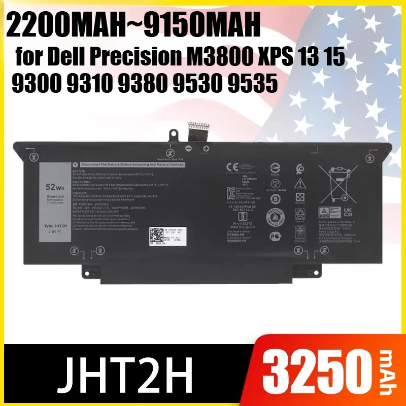 9150mAh High Capacity Li-ion Battery for Dell Precision M3800 XPS 13 15 9300 9310 9380 9530 9535 Laptop - Replacement Battery