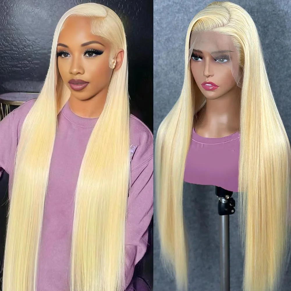 

Blonde 613 Human Hair Wigs Straight Hd Lace Frontal Wig 13X6 Brazilian Wig For Black Women 36 Inch Lace Front Wig 200 Density