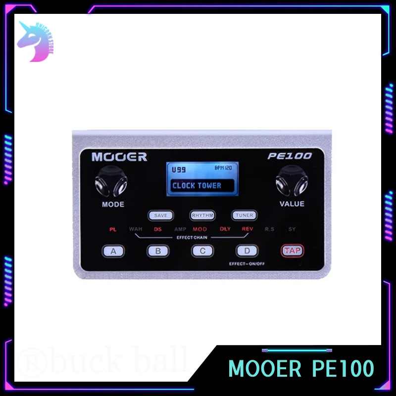 MOOER PE100 Portable Multi-effects Processor 40 Drum Patterns Guitar Effect Pedal 10 Tempo 39 Effects Guitar Accessories Custom