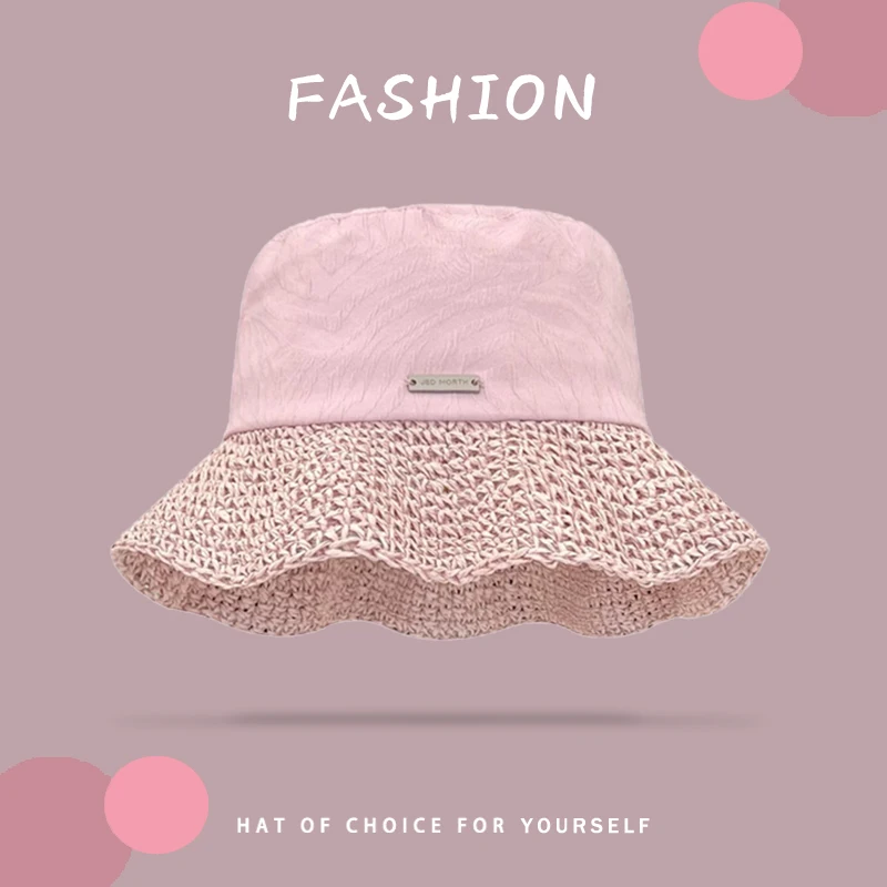 

Соломенные кепки с простыми металлическими этикетками, женские маленькие летние путешествия, модные универсальные солнцезащитные кремы, милые панамы