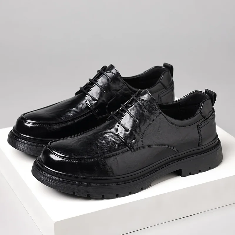 Men's leather shoes for casual business, versatile and comfortable British business formal wear, office professional dress shoes