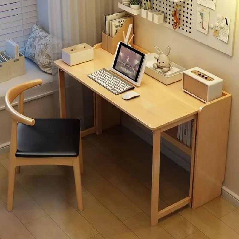 Solid Wood Foldable Modern White Desk Compact Design for Living Room Writing Computer Use Space Saving Small Spaces