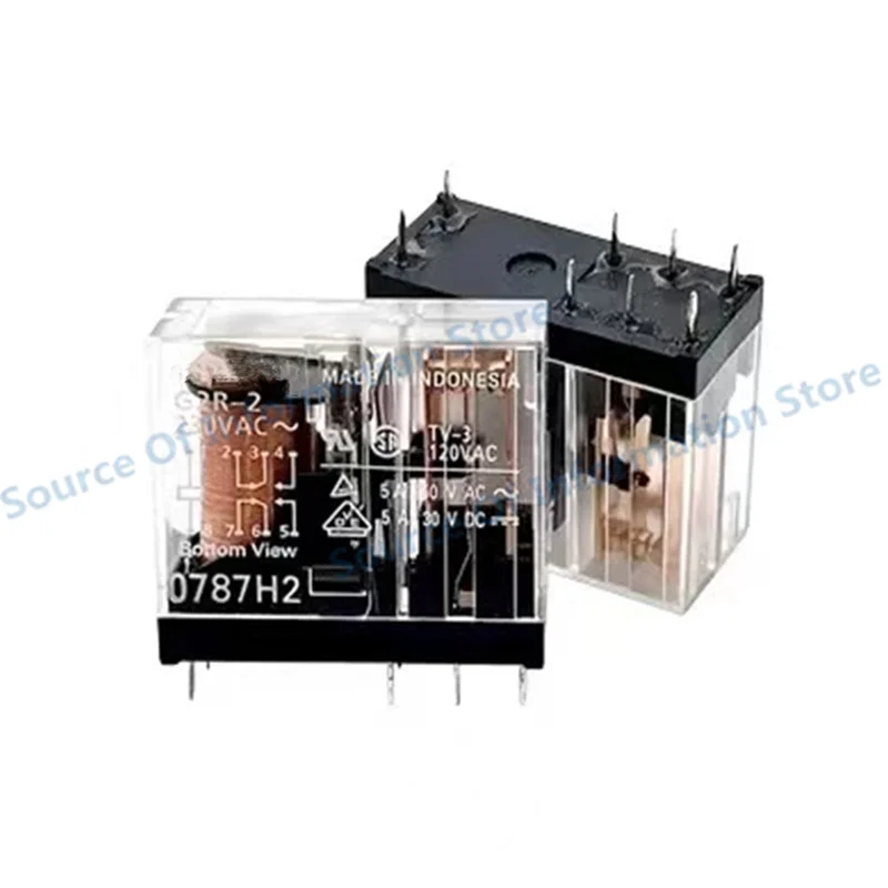 5Pcs G2R-2 230VAC DPDT 5A 250VAC PCB Power Relay, 8-Pin, General Purpose, Made in Indonesia