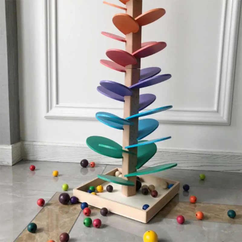 Bunte Baum Marmor Kugel laufen Spur Regenbogen musikalischen Baum lernen pädagogische Spielzeug blöcke für Kinder Montessori Holz spielzeug