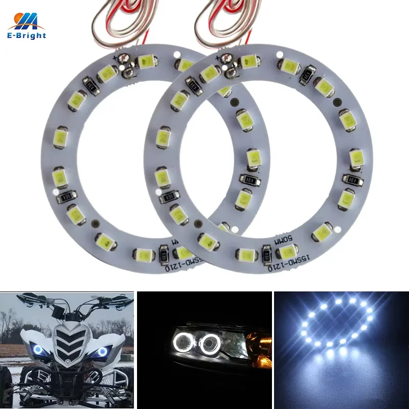 YM E-Bright!! 2Pcs(1pair) Angel Eye 1210 40MM 50MM 60MM 70MM 80MM 90MM 100MM 110MM 120MM 130MM Headlight Halo Ring 12V For Cars