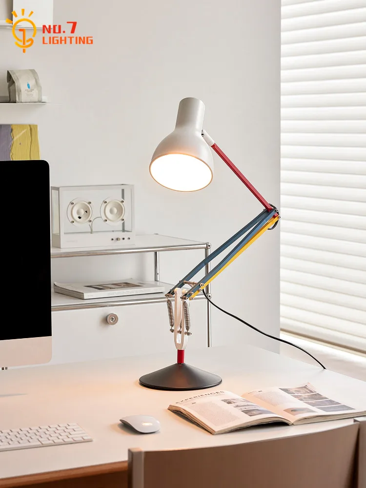 Memphis Designer Rocker Arm Adjustable Table Lamp LED E27 Colorful Industrial Desk Lights Living Room Bedroom Study Bedside Cafe