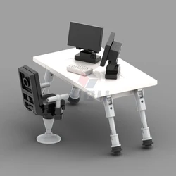 Table Chair with Double Screen Computer Building Blocks Accessories Compatible City Office Furniture MOC Friend Bricks Kid Toys