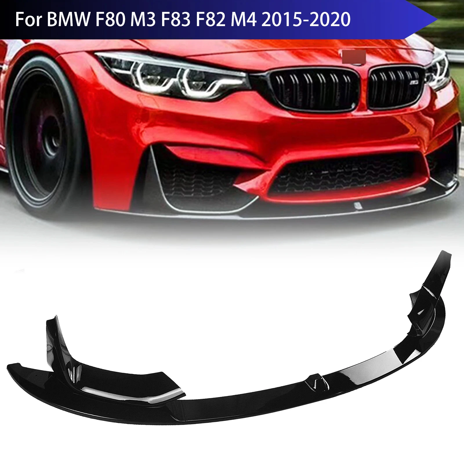 Front Bumper Spoiler Lip Blade+Lower Side Air Vent Hood Cover Splitter for BMW F80 M3 F83 F82 M4 2015-2020 Front Bumper Surround