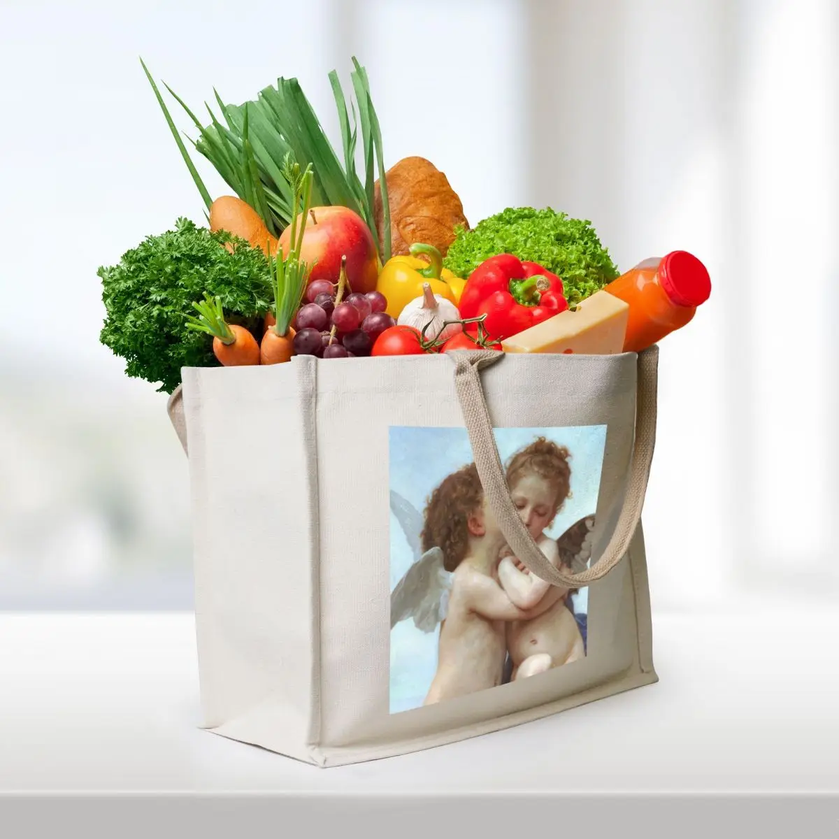 First Kiss Angels Tote Bag reusable shopping bags eco bag folding personalized tote custom fabric bag