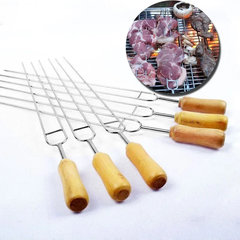 6pcs Stainless Steel U-Shaped Barbecue Brazing Fork Needle Grilling Skewers Bbq Grill Outdoor,BBQ Metal Skewers for Grilling