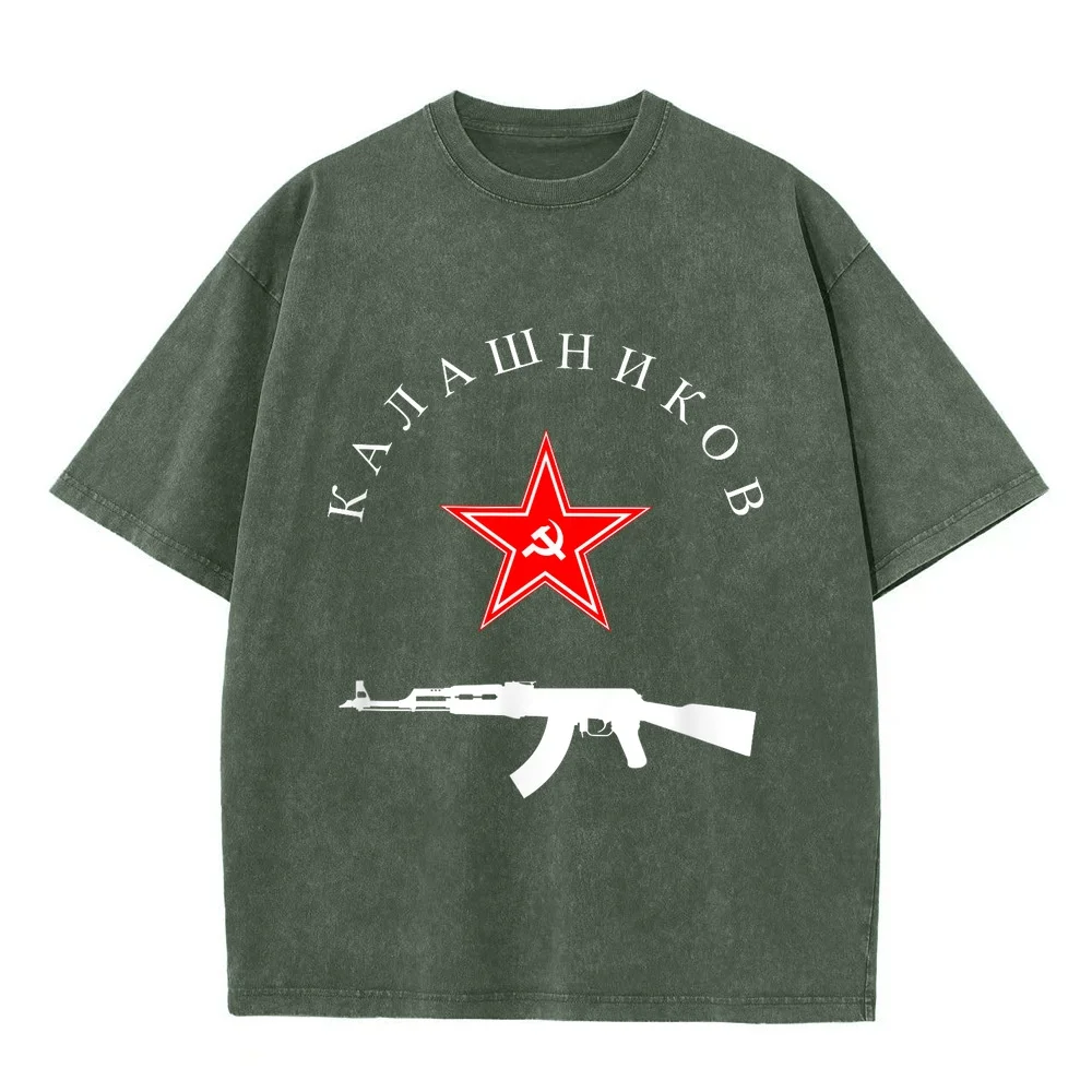 Soviet Kalashnikov AK-47 Vintage USSR Russian Gun Red Star T-Shirt Tシャツ メンズ New In Tops And T-Shirts Custom Shirt Graphic Tee