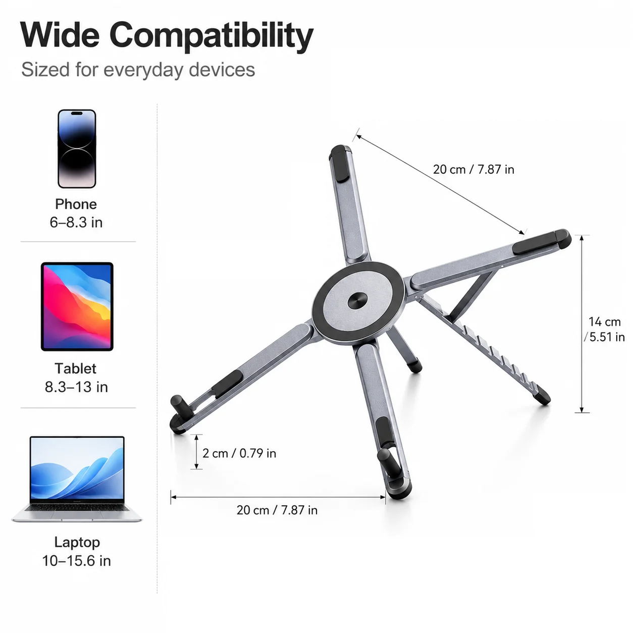 Multifunctional Foldable 4‑Point Support Stand, Adjustable ABS Desktop Holder for Phone Tablet Laptop Portable Handheld Bracket