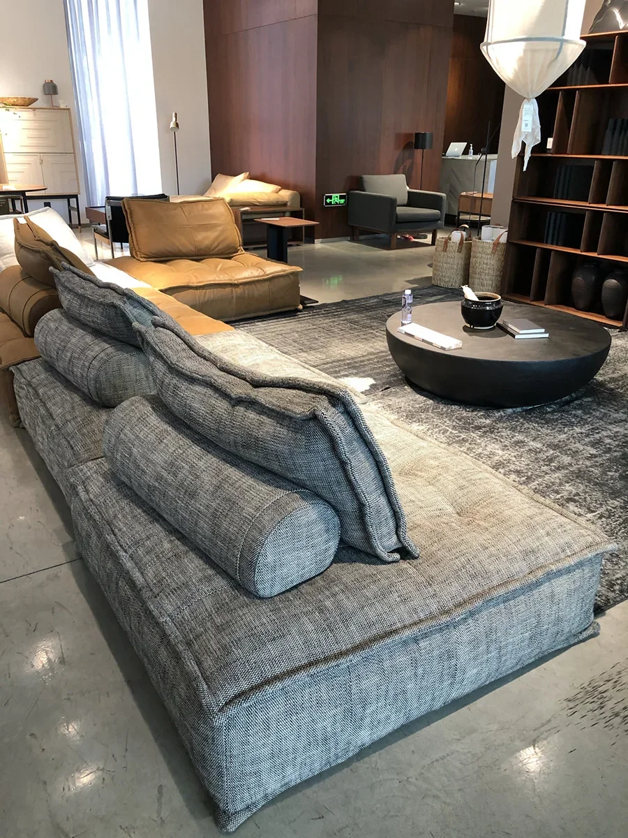 Tofu square sofa Italian small apartment living room Chenier fabric single module combination sofa