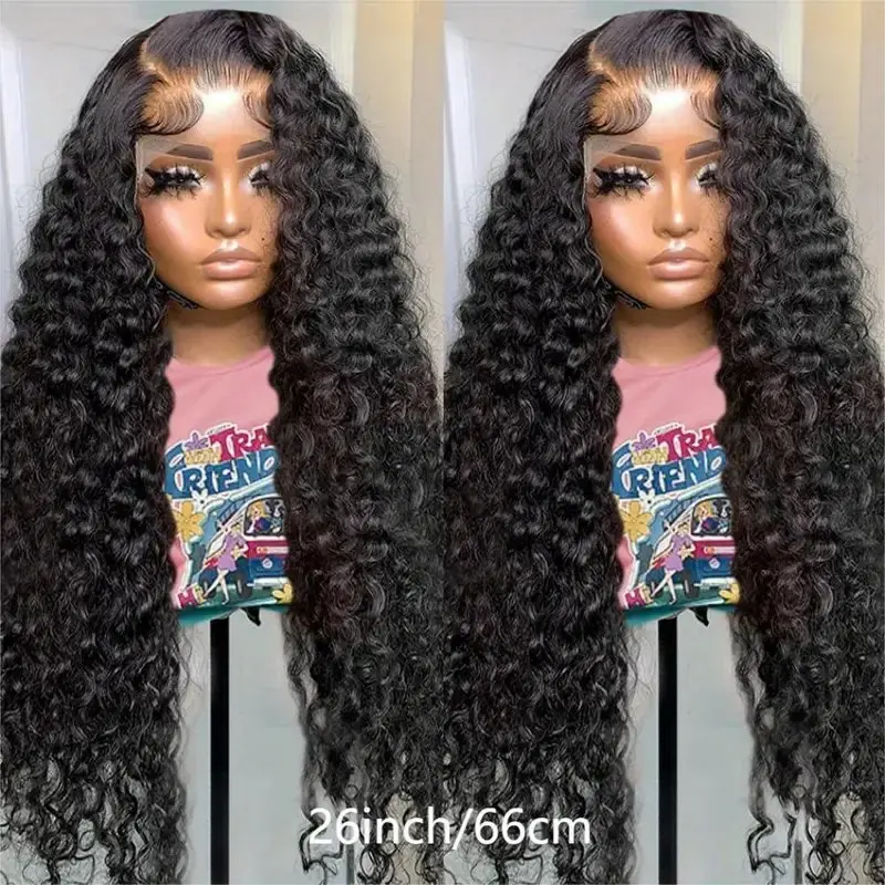 Rosabeauty Deep Wave 250% Density 13x4 HD Lace Front Human Hair Wigs 5X5 Preplucked Glueless Ready To Go Curly Wig 40 Inches