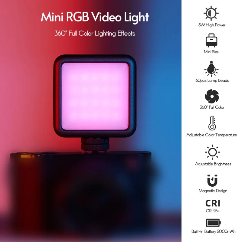 Andoer N69 RGB LED الفيديو الضوئي المحمولة التصوير ملء الضوء 60 قطعة عالية مشرق حبيبات مصباح مستديرة متفاوتة الأحجام CRI 95 + ثنائي اللون درجة الحرارة