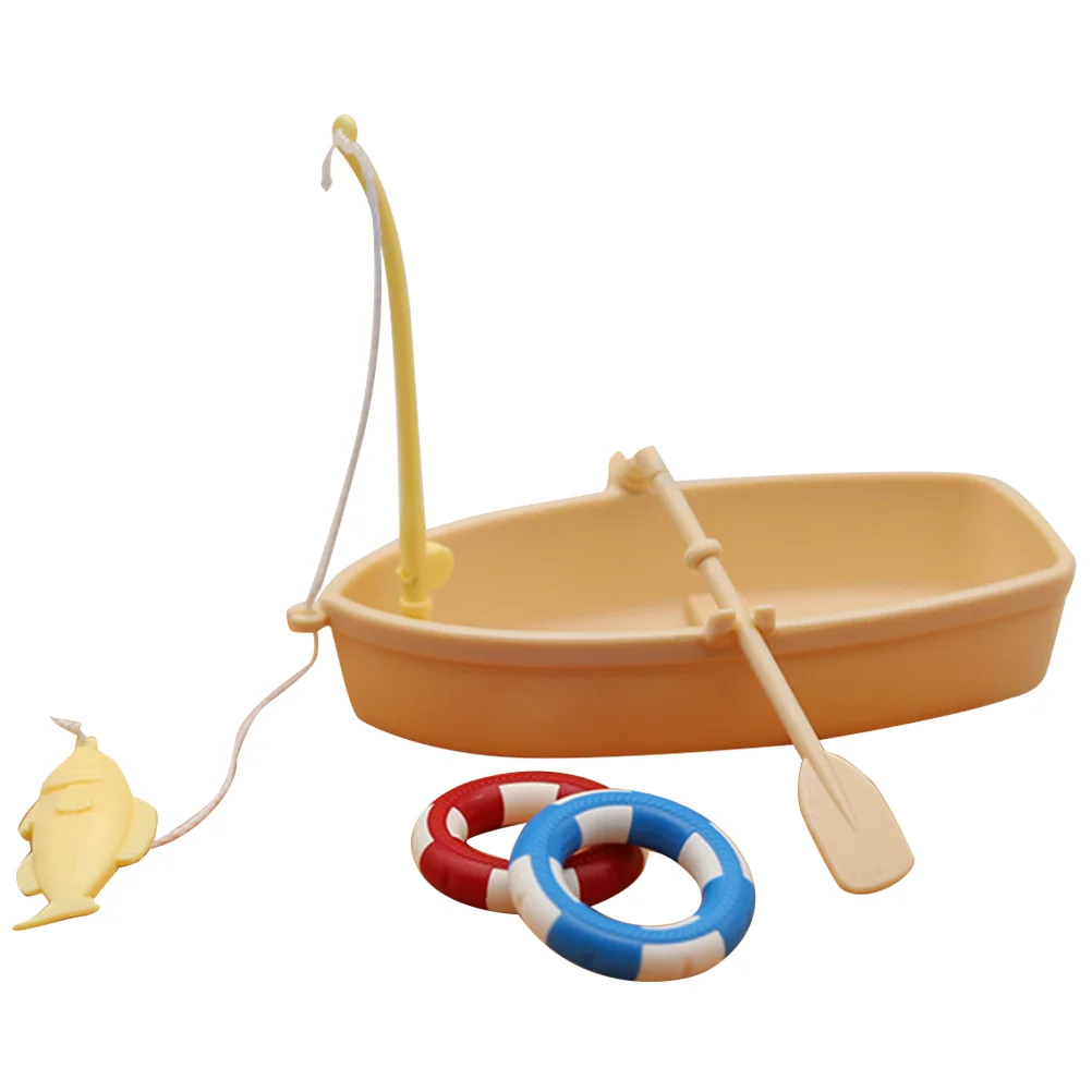 

House Swimming Ring Tiny Fishing Boat Craft Small Decor Toys Cartoon Supplies Simulation Toddler Travel