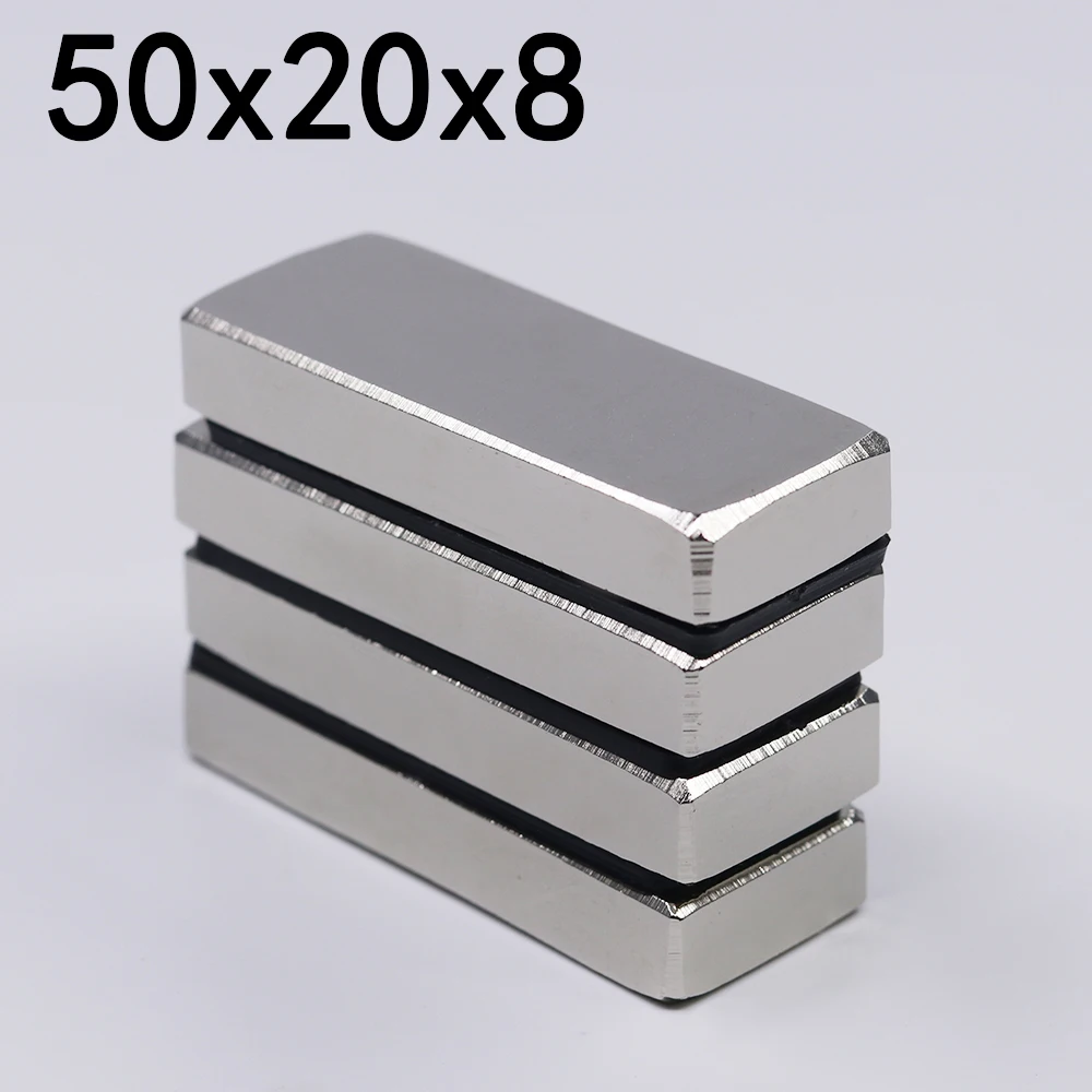 1/2/5Pcs 50x20x8 Neodymium Magnet 50mm x 20mm x 8mm N35 NdFeB Block Super Powerful Strong Permanent Magnetic imanes